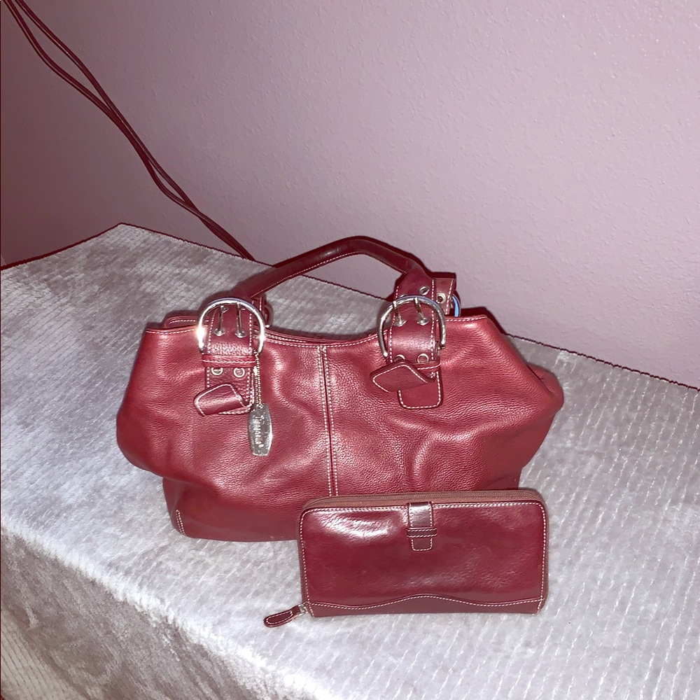 Well loved Tignanllo Handbag w/wallet